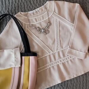 English Factory Cream Textured Peplum Blouse